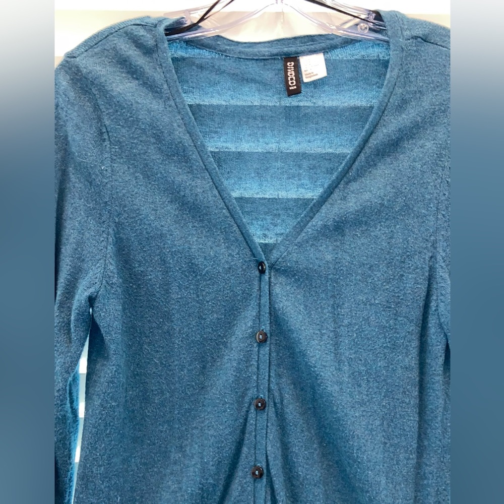 H&M Longline Blue V Neck Cardigan - Picture 4 of 5